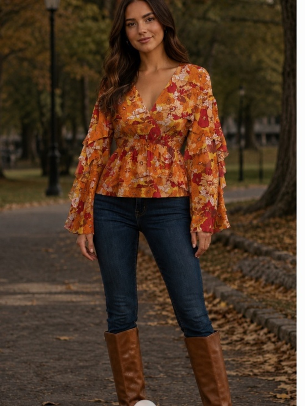 NWT House of Harlow 1960 x Revolve Makana Blouse in 70s Floral Multi Print